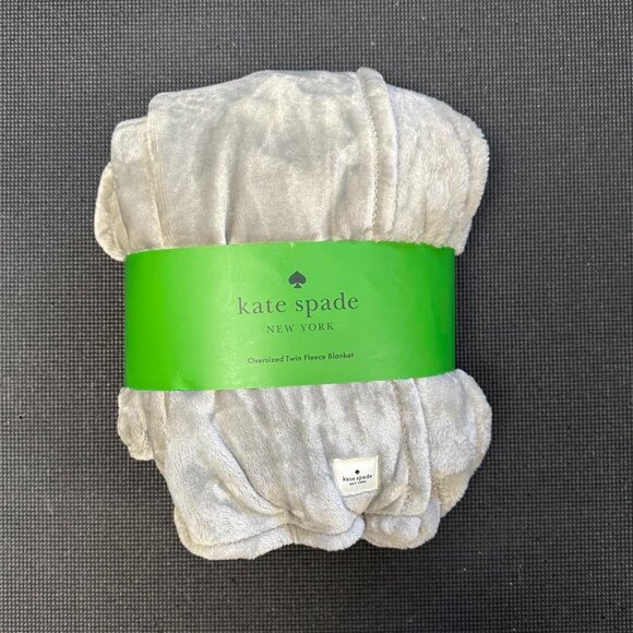 Kate Spade Gray Oversized Twin Fleece Blanket Plush Comforter